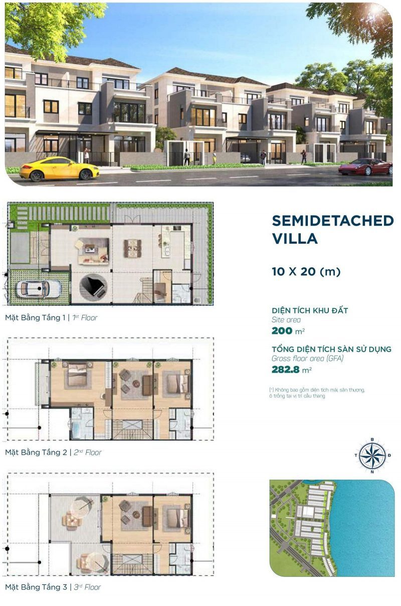Biệt thự Semidetached Villa 10x20m Phân khu Elite 1 dự án Aqua City
