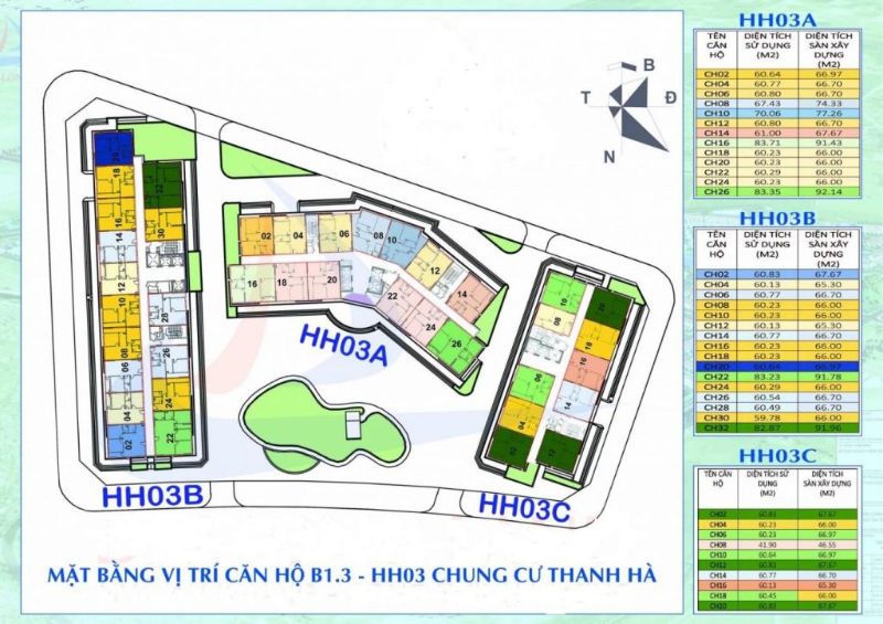 So do mat bang khu chung cu B1.3 H003 Thanh Ha