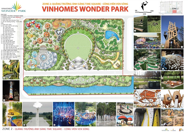 ZONE 2: Quảng trường Ánh Sáng Time Square - Công Viên Ven Sông Vinhomes Wonder Park