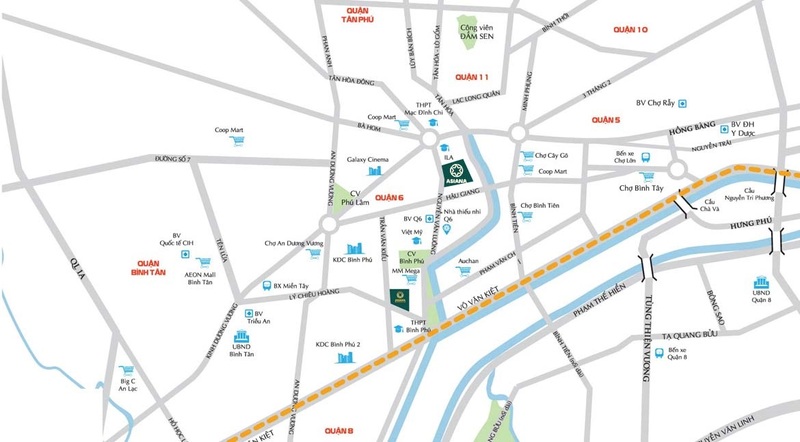 Dự án căn hộ chung cư quận 6 Saigon Asiana nằm trên mặt đường Nguyễn Văn Luôn và gần với nhiều tuyến đường lớn