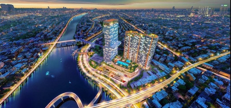 Xung quanh dự án được bao bọc bởi 2 cây cầu và 4 con kênh lớn của TP Hồ Chí Minh